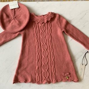 New With Tags Baby Girl Rachel Zoe Sweater Dress and Beret